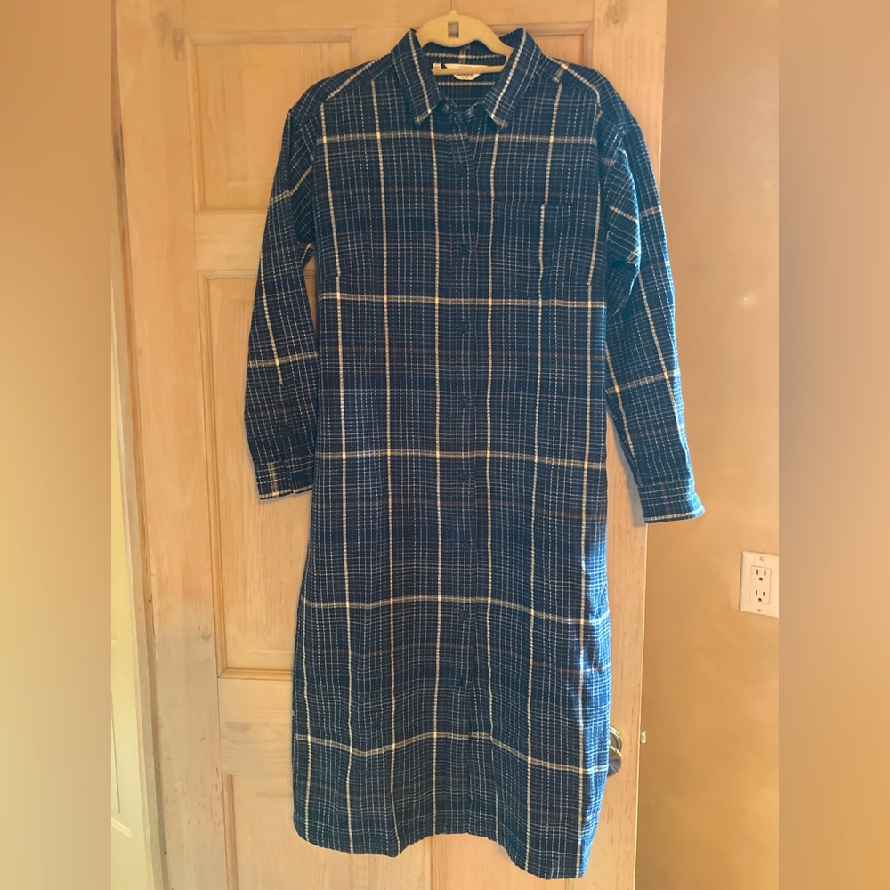 Bridge and Burn Lancaster Blue Plaid Button-up Dress / Duster
